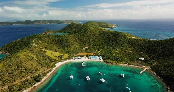 Pan Right to Left Descending: Vast Islands of British Virgin Islands in Norman Island, British Virgin Islands