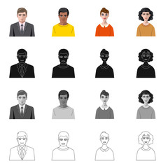 Vector illustration of hairstyle and profession  symbol. Collection of hairstyle and character  stock vector illustration.