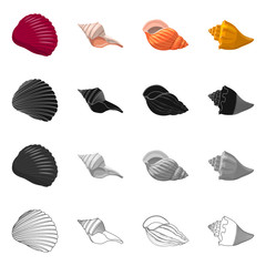 Isolated object of animal and decoration sign. Set of animal and ocean stock symbol for web.