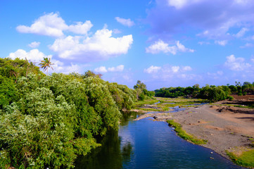Fototapeta na wymiar Krushna river at Arale, Satara, Maharashtra, India.