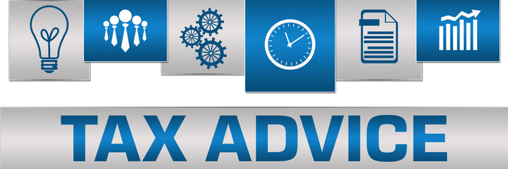 Tax Advice Business Symbols Blue Grey On Top Horizontal 