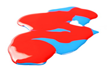 Spilled oil paint isolated on white background