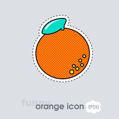 Orange with leaf icon. Orange citrus fruit
