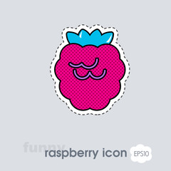 Blackberry, raspberry icon. Raspberry fruit sign