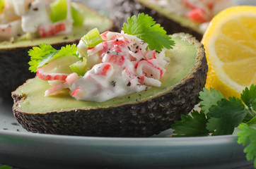 Delish filled avocado with crab meat