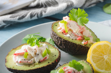 Delish filled avocado with crab meat