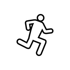 Vector image of an isolated silhouette of a running person. Design of a flat, linear icon of a person running in black