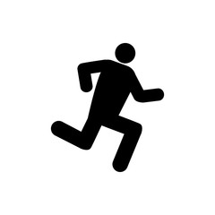 Fototapeta na wymiar Vector image of an isolated silhouette of a running person. Design of a flat icon of a person running in black