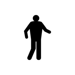 Vector image of an isolated silhouette of the moving person. The design of the flat icon of a person that goes black