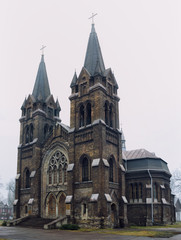 Fototapeta na wymiar Catholic cathedral in misty