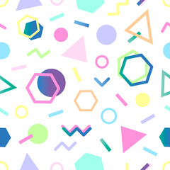 Seamless pattern.Pattern with geometric elements in memphis style.Abstract design card perfect for prints, flyers,banners,invitations,special offer and more.Trendy vector background in memphis style.