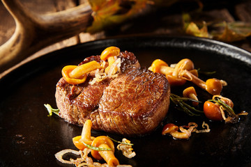 Thick portion of grilled wild venison steak