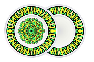 Set of Relaxing Floral Mandala Ornament and circle frame. Vector Illustration. Print For Modern Yoga Interiors Design, Wallpaper, Textile Industry