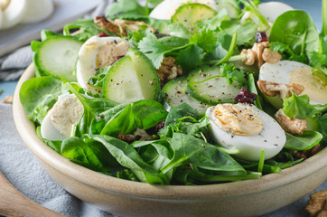 Homemade eggs spinach salad