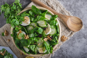 Homemade eggs spinach salad