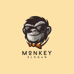 cool monkey logo design vector illustrator © modal tampang