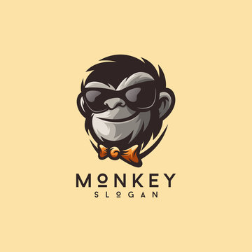 cool monkey logo design vector illustrator