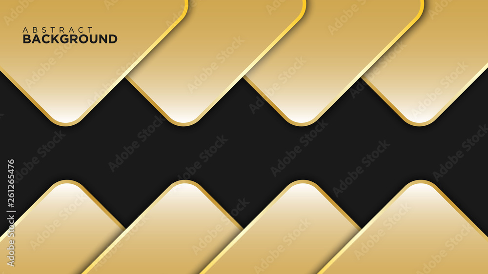 Aufkleber dark abstract background overlap layer. realistic golden line and textured background. futuristic de