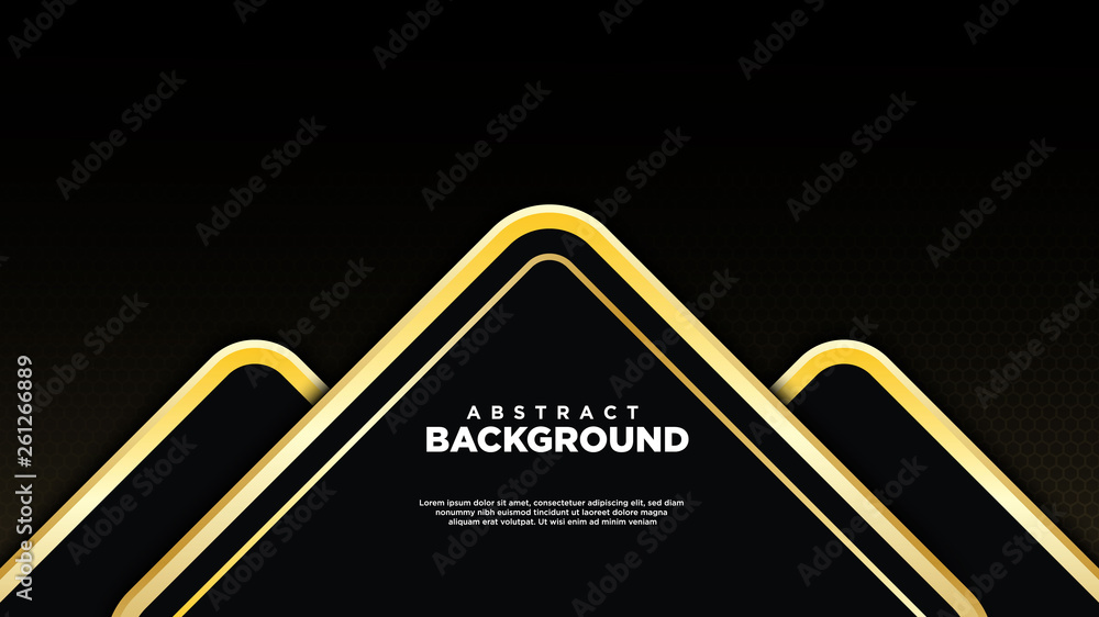 Aufkleber dark abstract background overlap layer. realistic golden line and textured background. futuristic de