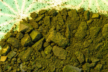 Obraz premium Spirulina Alge Hintergrund Detail, gesunde Naturheilkunde Naturkosmetik