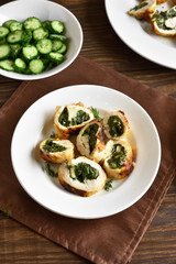 Stuffed chicken fillet with spinach and cheese