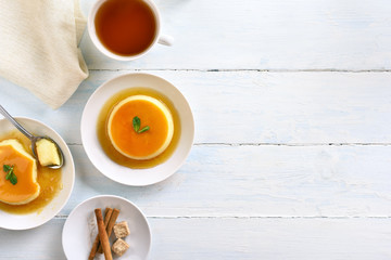 Caramel custard dessert