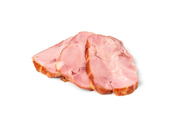Smoked ham isolated on white background.