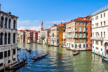 Fototapeta na wymiar Gondolas on Venice Grand canal, Italy
