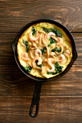 Mushroom and spinach frittata with shrimps