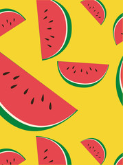 Summer watermelon bright  illustration. Beautiful background for cover., flyer and postcard