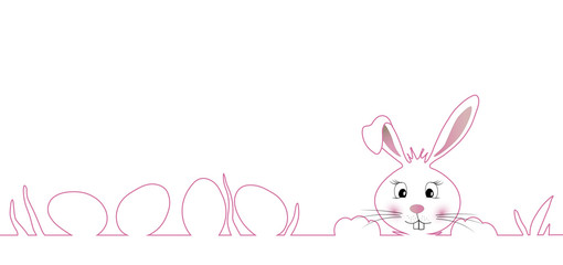 Rosaroter Osterhase mit Eiern als Silhouette