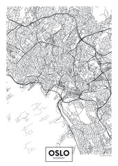 City map Oslo, travel vector poster design