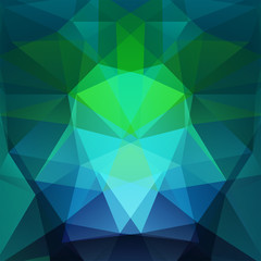 Fototapeta na wymiar Background made of green, blue triangles. Square composition with geometric shapes. Eps 10
