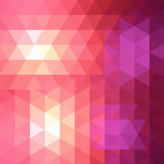 Abstract mosaic background. Triangle geometric background. Design elements. Vector illustration. Pink, orange, yellow colors.