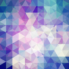 Geometric pattern, triangles vector background in blue, pink, purple  tones. Illustration pattern