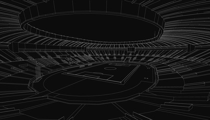 3D wireframe of stadium or sport arena. vector © Aomarch