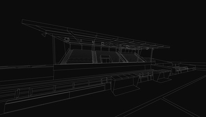 3D wireframe of stadium or sport arena. vector