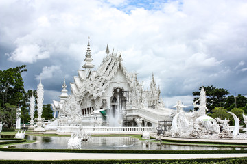 CHIANG RAI, THAILAND - May 05, 2018: Wat Rong Khun (White Temple) is one of the landmark of Chiang Rai Province, Thailand