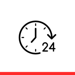 24 Hours vector icon, full day symbol