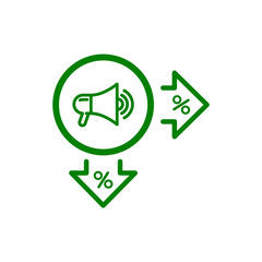 Discount, price, sales discount, shopping,offer,  business product discount green color icon