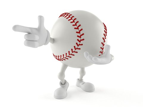 Baseball character pointing finger