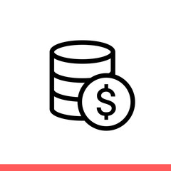 Coins icon vector isolated on white background, money symbol