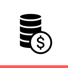 Coins icon vector isolated on white background, money symbol