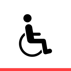 Disabled icon vector isolated on white background, wheelchair symbol