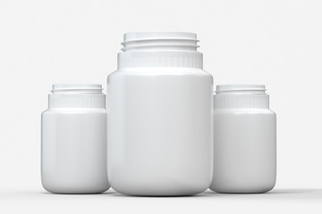 3d rendering, white medicine bottle, pill bottle