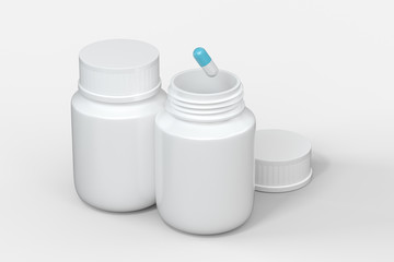 3d rendering, white medicine bottle, pill bottle