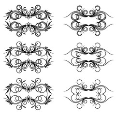 Set of ornate floral design elements