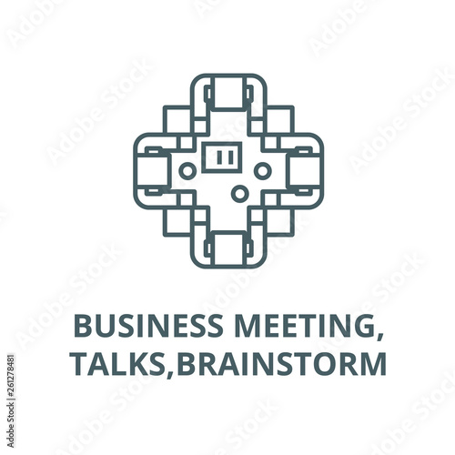 business meeting talks brainstorm line icon vector business meeting outline