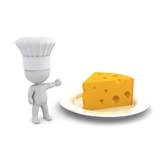 Chef showing a slice of cheese