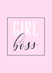 Girl boss poster,card,printable. Girly quote lettering.